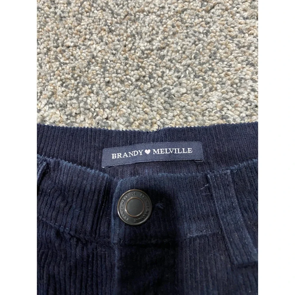 Brandy Melville Navy Blue Corduroy Mini Skirt A-Line Pockets One Size
